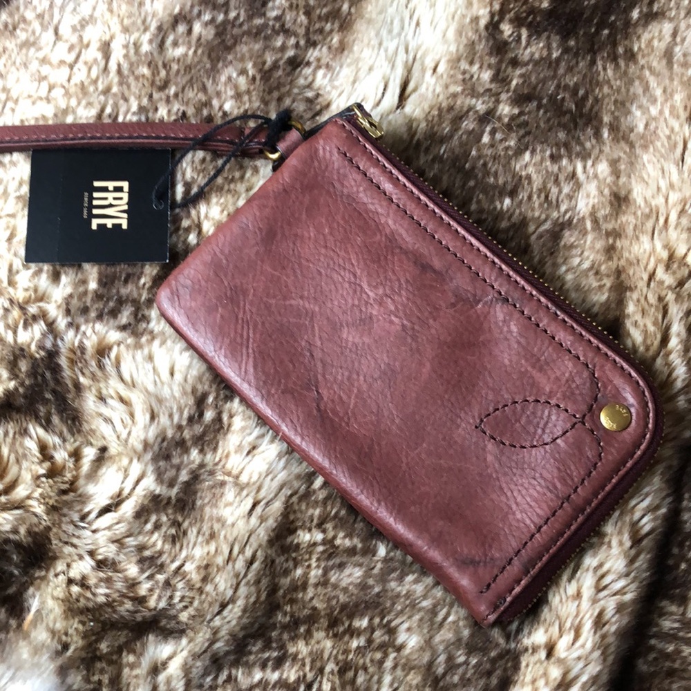 NWOT Frye Rustic Burgundy Leather Wristlet